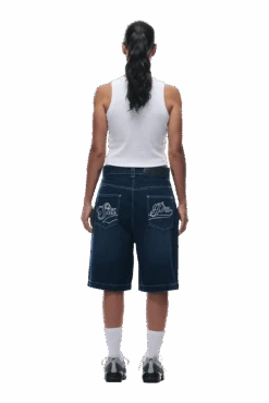 DENIM SHORTS DARK BLUE(Coated Denim Shorts Dark Blue) -Simple Daily Wear Store 0006 2406 6PM ECOM COLLECTION 2 LOOK 34 13391 min