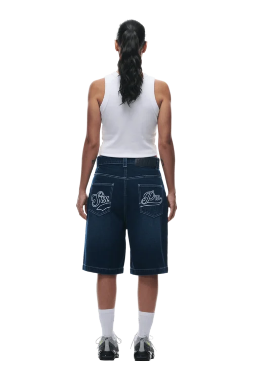 DENIM SHORTS DARK BLUE(Coated Denim Shorts Dark Blue) -Simple Daily Wear Store 0006 2406 6PM ECOM COLLECTION 2 LOOK 34 13391 min