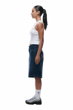 DENIM SHORTS DARK BLUE(Coated Denim Shorts Dark Blue) -Simple Daily Wear Store 0007 2406 6PM ECOM COLLECTION 2 LOOK 34 13384 min