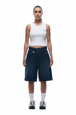 DENIM SHORTS DARK BLUE(Coated Denim Shorts Dark Blue) -Simple Daily Wear Store 0008 2406 6PM ECOM COLLECTION 2 LOOK 34 13379 min