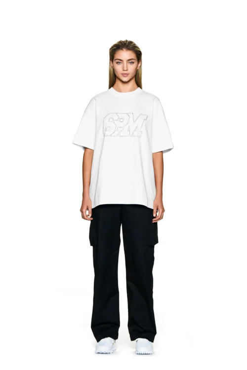 BLING T-SHIRT WHITE(Logo T Shirt Strass White) -Simple Daily Wear Store 07102020 6PM LOVEHURTS 06Look 0527