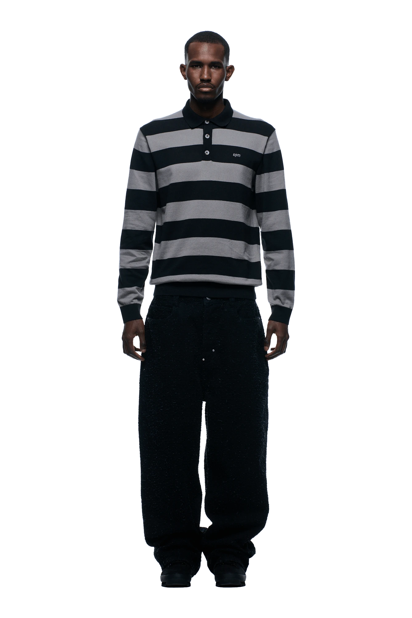 LS STRIPED POLO BLACK(Ls Striped Polo Black) 2 LS STRIPED POLO BLACK(Ls Striped Polo Black) - Image 2