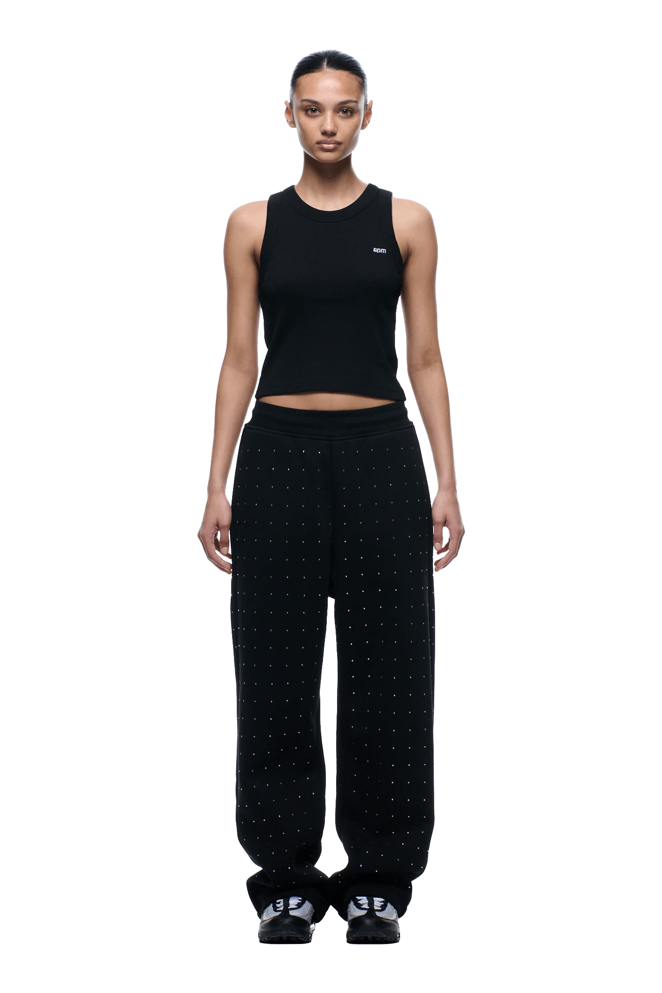 RHINESTONE OPEN LEG JOGGER BLACK(Rhinestone Open Leg Jogger Black) 5 RHINESTONE OPEN LEG JOGGER BLACK(Rhinestone Open Leg Jogger Black) - Image 5