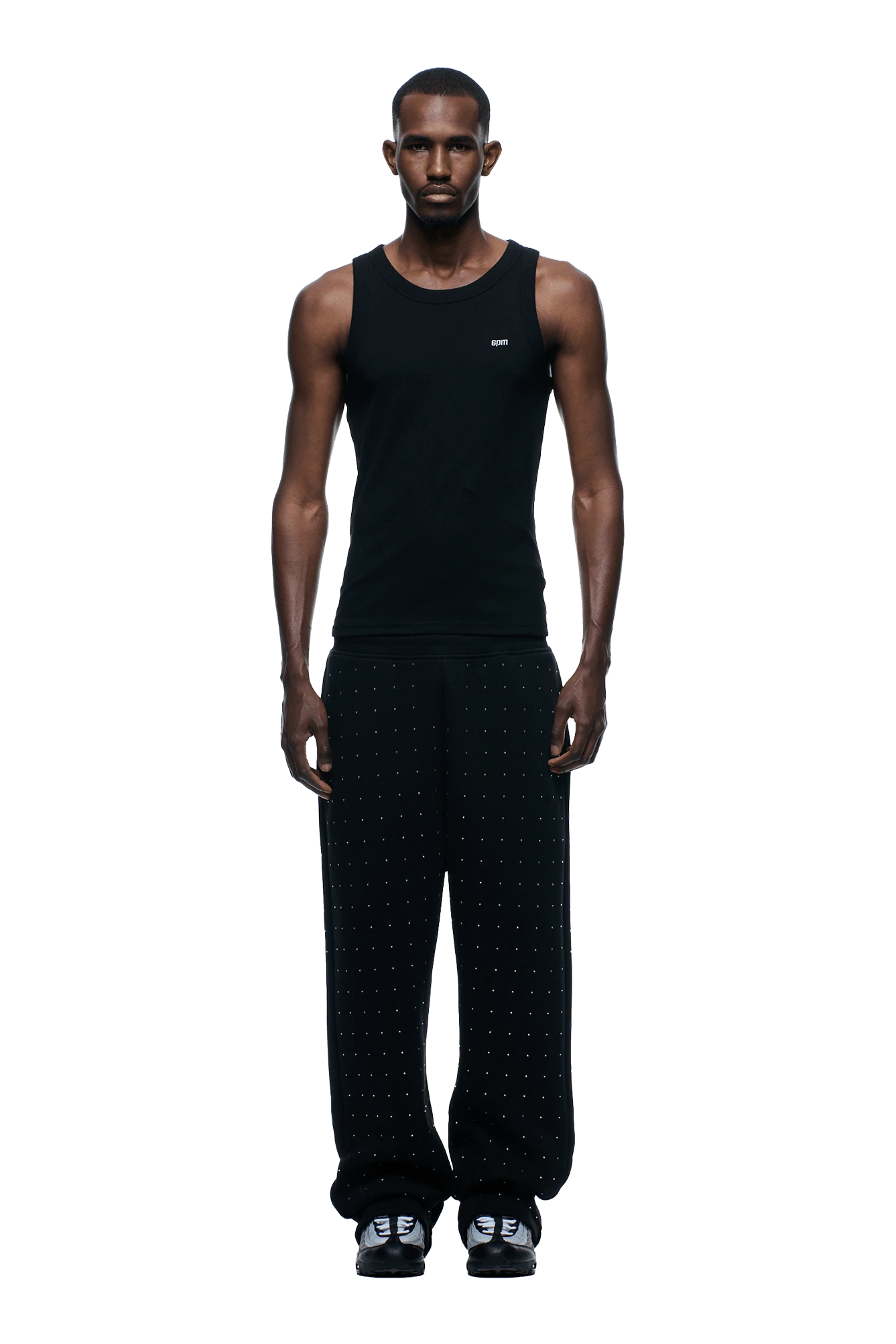 RHINESTONE OPEN LEG JOGGER BLACK(Rhinestone Open Leg Jogger Black) 2 RHINESTONE OPEN LEG JOGGER BLACK(Rhinestone Open Leg Jogger Black) - Image 2