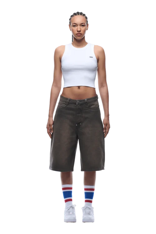 COATED DENIM SHORTS WASHED BROWN(Coated Denim Shorts Washed Brown) -Simple Daily Wear Store 1337x2005 6PM 0197 2500610 6PM ECOM LOOK 6 0374