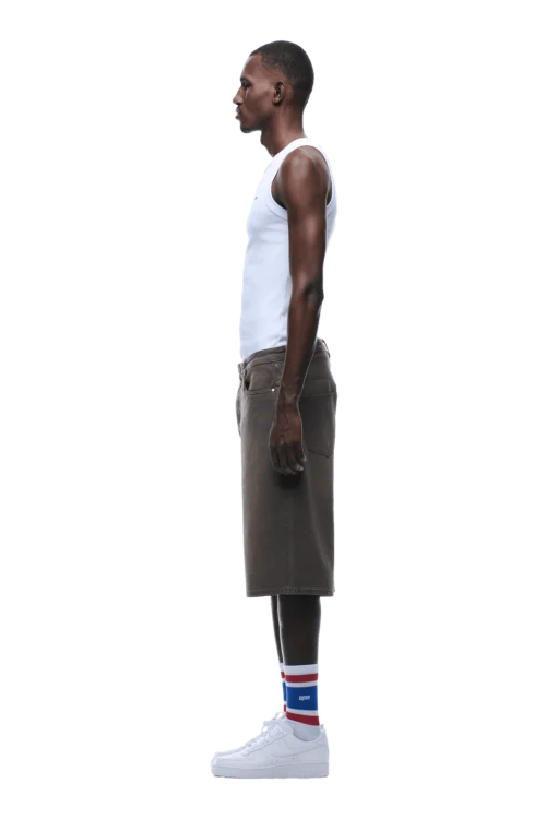 COATED DENIM SHORTS WASHED BROWN(Coated Denim Shorts Washed Brown) -Simple Daily Wear Store 1337x2005 6PM 0199 2500610 6PM ECOM LOOK 6 0184