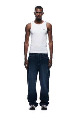 SCRIPT LOGO DENIM WASHED DARK BLUE(Script Logo Denim Washed Dark Blue)