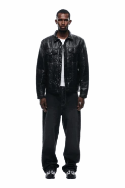 PADDED TRUCKER JACKET BLACK(Padded Trucker Jacket Black)