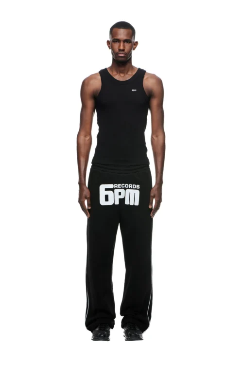 RECORDS OPEN LEG JOGGER BLACK(Records Sweatpants Black)