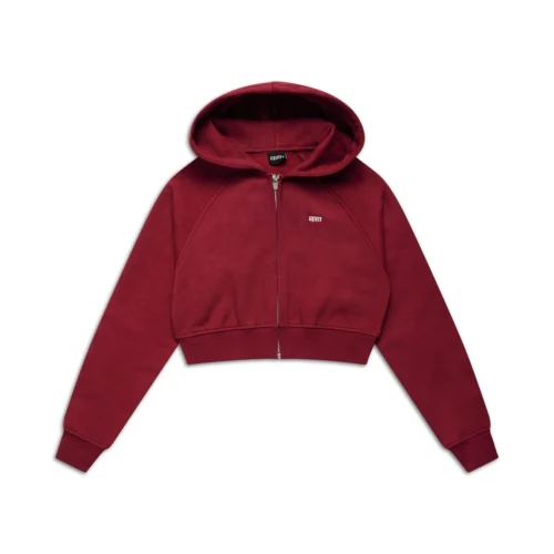 WMNS CROPPED ZIP HOODIE WINE RED(Wmns Cropped Zip Hoodie Wine Red)