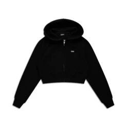 WMNS CROPPED ZIP HOODIE BLACK(Wmns Cropped Zip Hoodie Black)