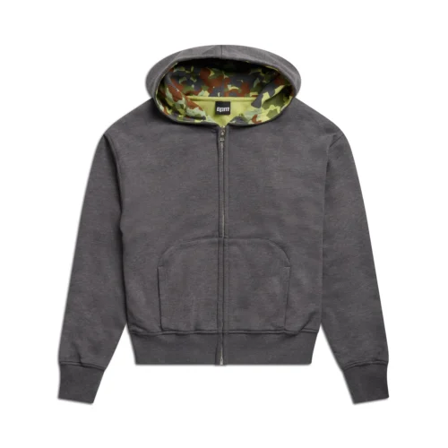 WAFFLE LINED ZIP HOODIE GREY CAMO(Waffle Lined Zip Hoodie Grey Camo)