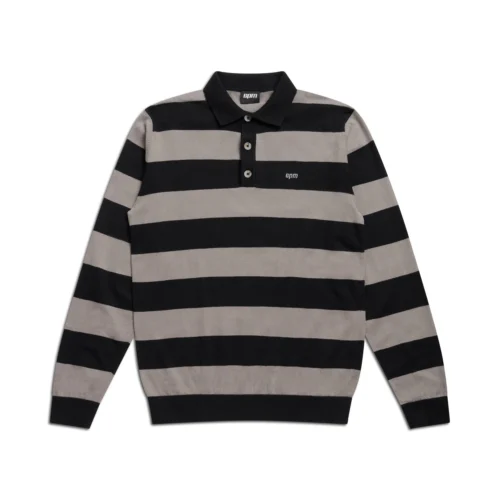 LS STRIPED POLO BLACK(Ls Striped Polo Black)