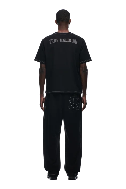 RHINESTONE LOGO T-SHIRT BLACK(Rhinestone Logo T Shirt Black) -Simple Daily Wear Store tr rhinestone logo t shirt3 min