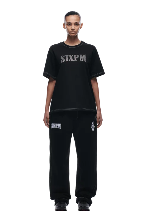 RHINESTONE LOGO T-SHIRT BLACK(Rhinestone Logo T Shirt Black) -Simple Daily Wear Store tr rhinestone logo t shirt4 min