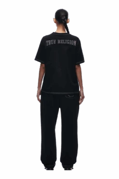 RHINESTONE LOGO T-SHIRT BLACK(Rhinestone Logo T Shirt Black) -Simple Daily Wear Store tr rhinestone logo t shirt6 min