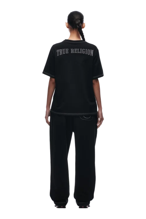 RHINESTONE LOGO T-SHIRT BLACK(Rhinestone Logo T Shirt Black) -Simple Daily Wear Store tr rhinestone logo t shirt6 min